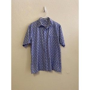 vintage Blue Ginger Hawaii 100% cotton lavender flower power button up shirt